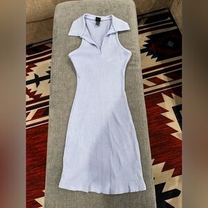 Elegant Ribbed Knit Dress in Light Blue, size small